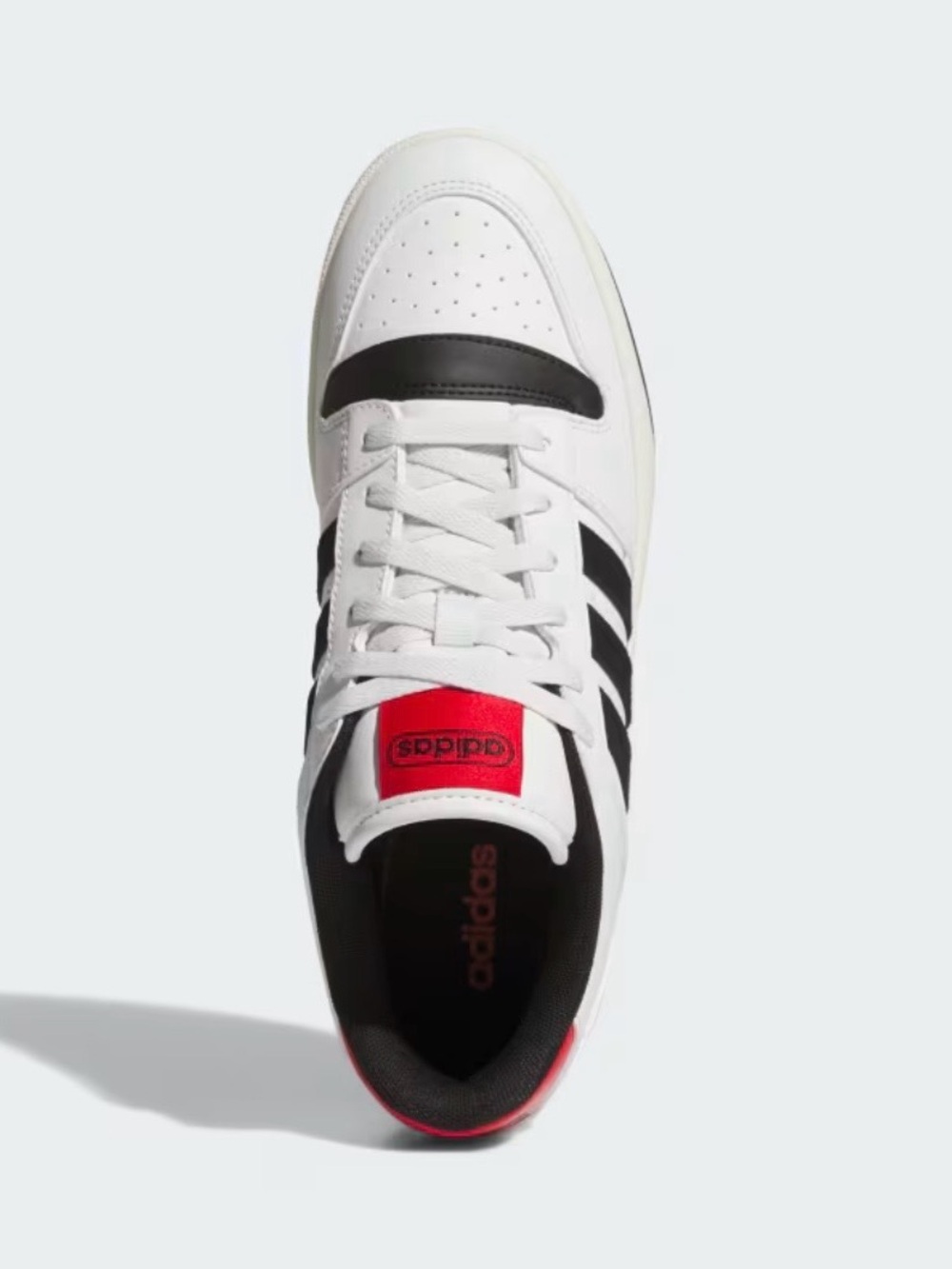 Adidas Men’s Size 12 White & Black Low-Top Sneaker with Red Tongue Tab NEW